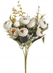 Umělá kytice kamélie 10 květů, 3 poupata s lístky a doplňky dl.30cm