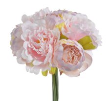 Kytice umělých pivoněk 7 květů s listy dl.27cm