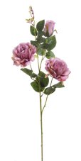 Umělá růže na stonku s dvěma květy a poupětem dl. 77cm