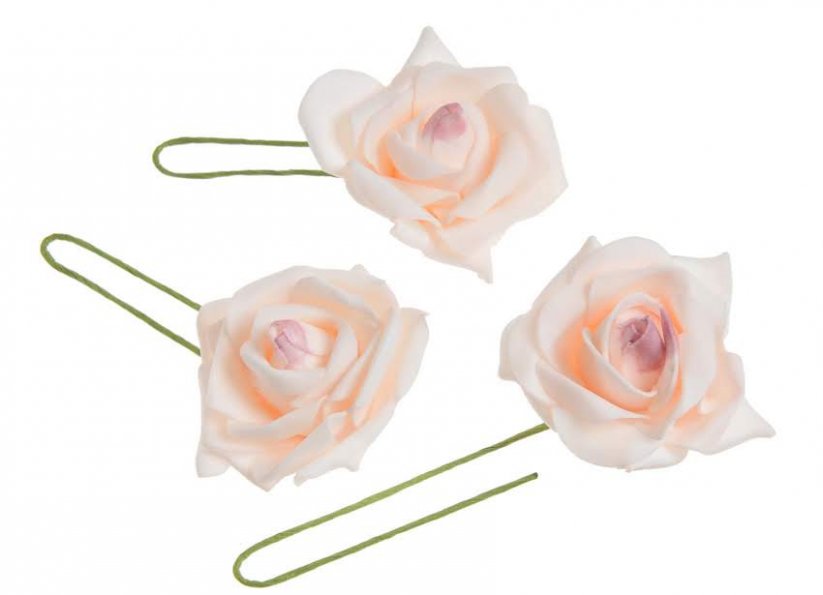 Hlavička pěnové růže na drátku 7cm/dl.25cm - 12ks