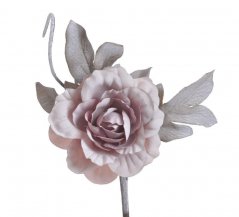 Zápich umělé růže s přízdobami, květ Ø 7,5cm, zápich celkem 16cm _1091