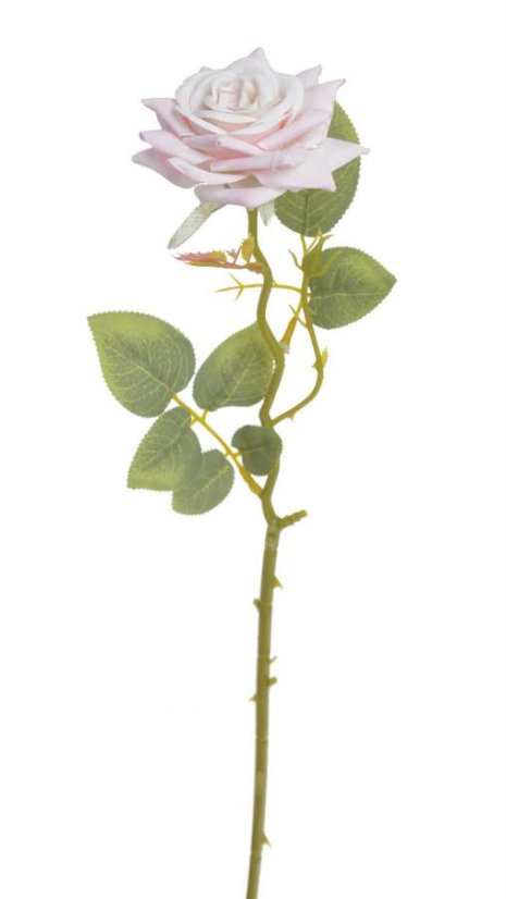 Umělá rozkvetlá růže na stonku s listy, květ Ø 8cm/ dl.41cm