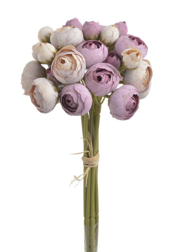 Svazek umělých ranunculusů, 9 stonků po 4 květech - květ Ø 4cm, dl. 30 cm