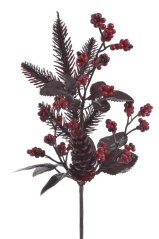 Umělá chvojová větvička se šiškou a kuličkami. dl. 36cm