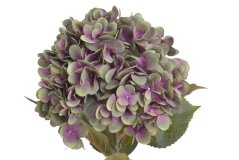 Umělá hortenzie s listy, hlava Ø 20cm, dl.80cm
