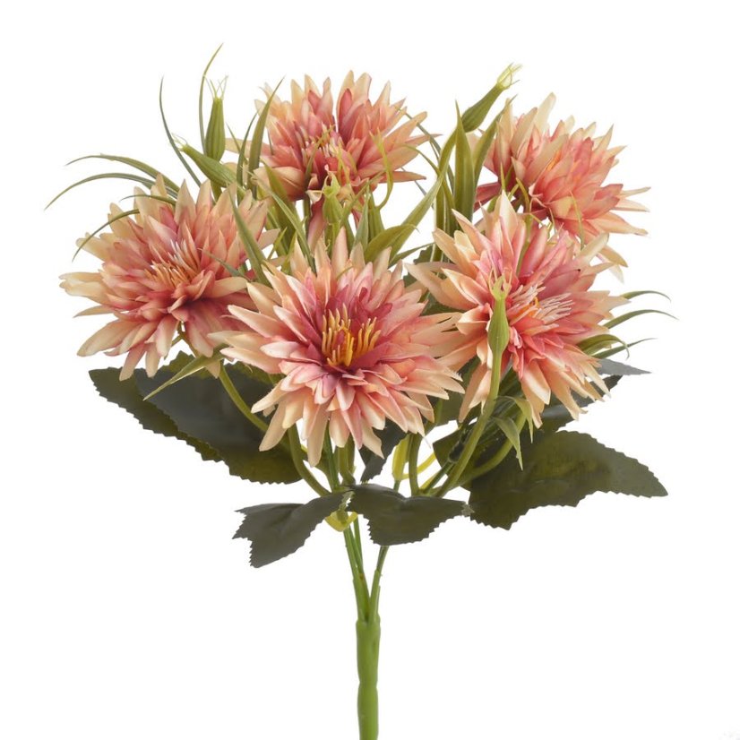 Kytice umělých chryzantém a jiných kvítků, Ø kvítku 6 cm, dl. kytice 34cm