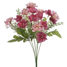 Kytice umělého clematis 5 výhonů s listy a doplňky, dl. 30cm