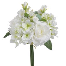 Kytice umělých růží a hortenzií s doplňky a listy - dl. 31cm