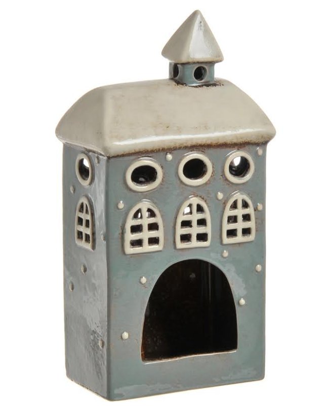 Dekorace svícen na light svíčku ve tvaru domku 14 x 9 x H28cm