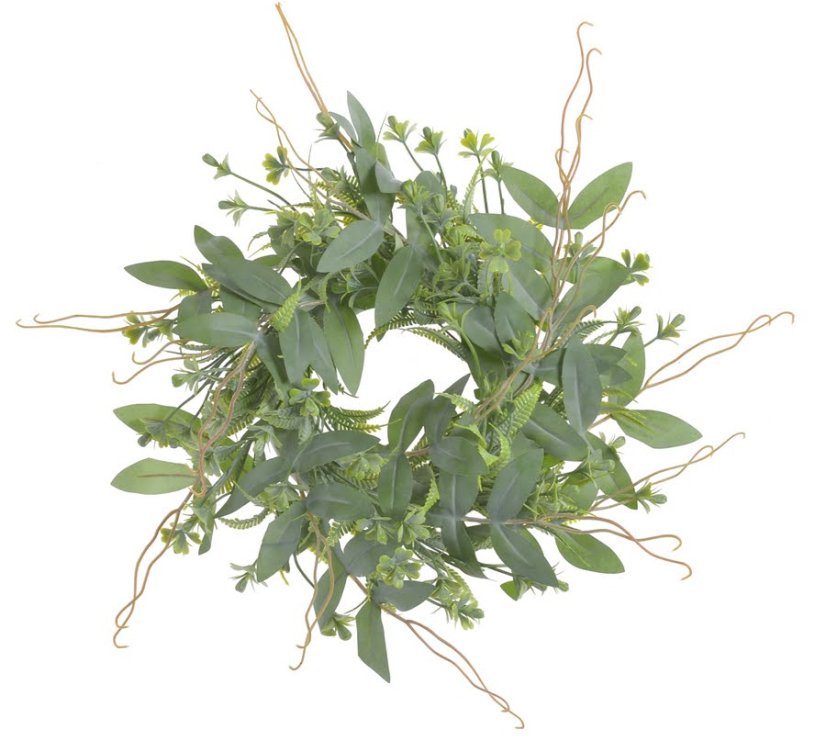 Dekorační věnec z větviček mini kapradí s doplňky Ø 24 cm