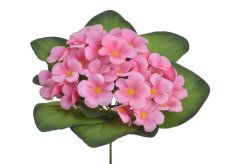 Umělá kytička 25 afrických fialek s lístky, květ Ø 4 cm, trs 18 cm