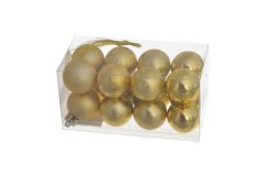 Vánoční dekorace plastová ozdoba na pověšení ve tvaru kouličky Ø 3cm - 16ks