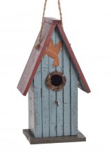 Jarní dekorace dřevěná ptačí budka H32cm..18cmLx12,5cmWx32cmH - závěs