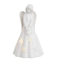 Dekorace porcelánový anděl s LED osvětlením 7,5cmLx7,5cmWx12,5cmH