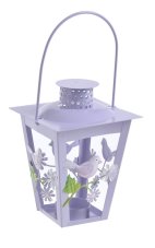 Dekorace kovový lampion s ptáčkem H23 cm
