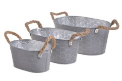 Sada plechových nádob 28,5x17,5x13cmH, 24,5x14x11cmH - 3 ks