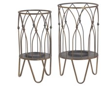 Kovový povrchově upravený svícen 24cm∅ x 44,5cmH, 18cm∅ x 37cmH - 2ks
