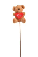 dekorace plyšový medvídek na špejli (6cmLx4,5cmWx8cmH) 30cmH - zápich