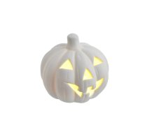 Porcelánová LED dekorace Bílá dýně Halloween 6,5 cm