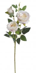 Umělá růže na stonku 2 květy a poupě s listy Ø8,5cm/dl.64cm
