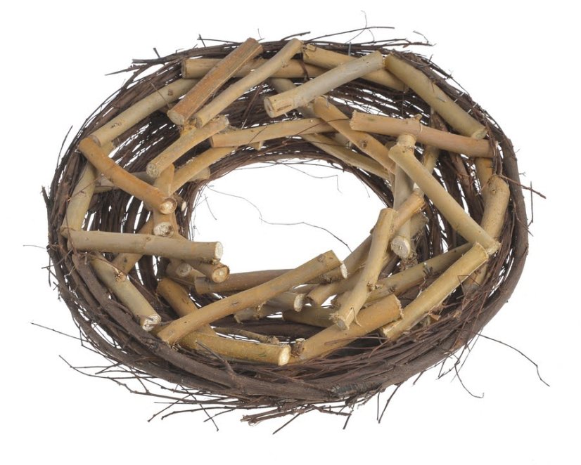 Proutěný věnec pletený ze dvou druhů proutí Ø 38 cm, H7 cm