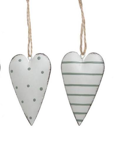 Závěsná srdíčka vypouklá - barvený kov 13cm 2ks