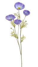 Umělý kvetoucí vlčí mák s listy, květ Ø 8cm, dl. 72cm
