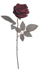 Umělá rozkvetlá velvetová růže, hlavička Ø 9cm/celkem dl. 50 cm