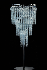 Dobíjecí LED lampa na dál. ovládání, změna barvy teplá/studená, kov/sklo Ø 32cm celkem 81cmH