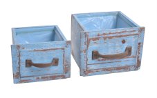 Dekorace nádoba šuplík igelitem uvnitř a uchem 10 x 11,5 x 12 cm, 12 x 14 x 14 cm.
