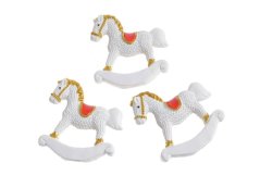 Vánoční dekorace houpací kůň 4,5cmLx0,8cmWx4,5cmH - 3ks