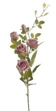 Umělá rozkvetlá růže s třemi květy a poupaty, květ Ø6cm/celkem dl. 85cm