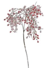 Vánoční dekorace posněžená větev s hlohem dl. 81cm