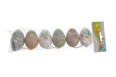 Velikonoční dekorace plastová malovaná vejce - závěs 4cm∅x6cmH - 6ks
