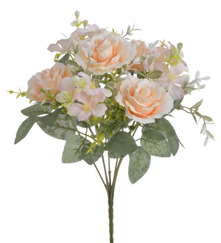 Kytice umělých růží - květ Ø 6 cm, celkem dl.30 cm