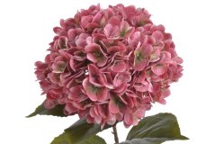 Umělá hortenzie s listy, hlava Ø 20cm, dl.80cm