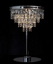 Dobíjecí LED lampa na dál. ovládání, změna barvy teplá/studená, kov/sklo Ø 31cm celkem 46cmH