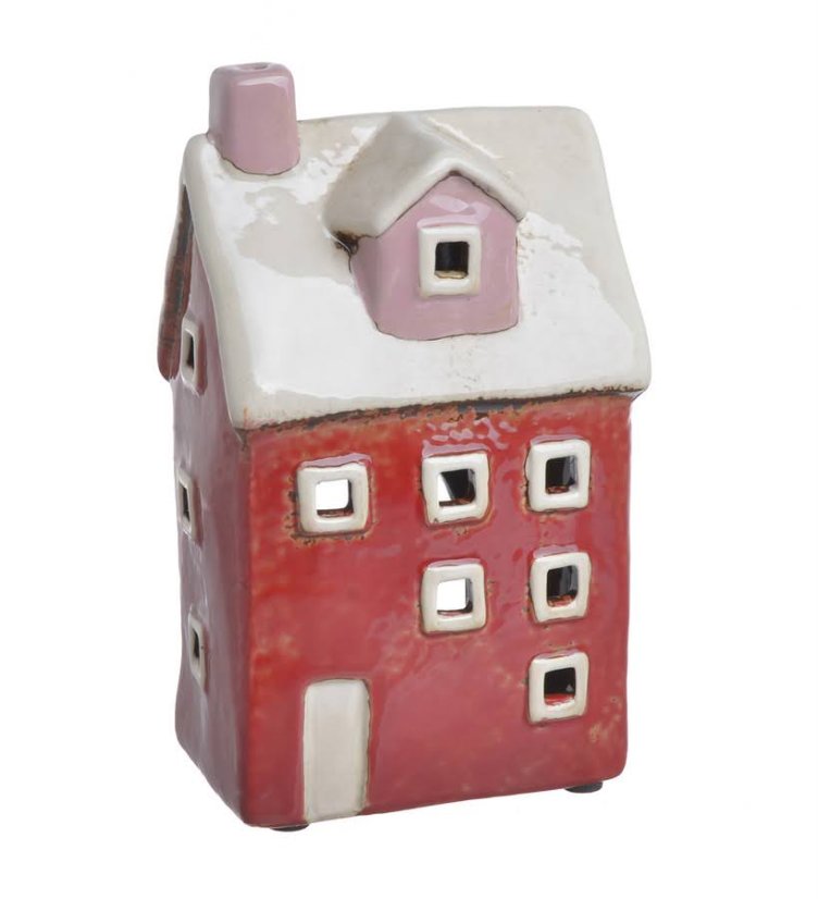 Keramický domek - svícen na light svíčku 10cmL x 6,5cmW x 17cmH balení: 2 kusy v balení
