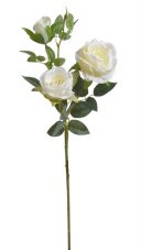 Umělá růže na stonku 2 květy a poupě s listy Ø8,5cm/dl.64cm