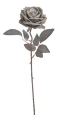 Umělá rozkvetlá velvetová růže, hlavička Ø 9cm/celkem dl. 50 cm