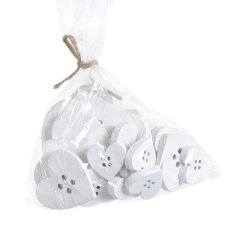 Dřevěné knoflíky ve tvaru  srdce 3-7cm - 18ks