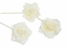 Svazek hlaviček pěnových růží na drátku Ø8cm/dl.13cm - 8ks