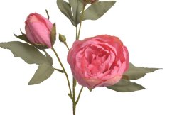 Umělá pivoňka na stonku s listy a poupaty, květ Ø 9 cm, dl. 55cm