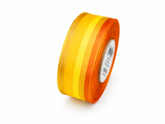 Dekorační  plátnová stuha pruhovaná 25 mm / 25 m – žluto-oranžová