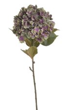 Umělá hortenzie s listy, hlava Ø 20cm, dl.80cm
