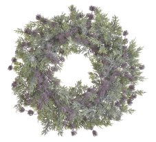 Dekorativní věnec z posněženého umělého chvojí Ø 50cm