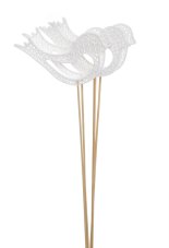 Zápich ptáček, 26 cm, 5ks - plast bílý