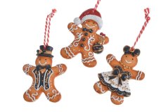 Vánoční dekorace figurka jako z perníku mix druhů 7cmLx1cmWx8,5cmH - závěs