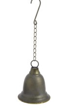 Dekorace zvonek kov Ø 10 cm, H12 cm,  závěs 30 cm