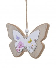 Jarní dřevěná závěsná dekorace ve tvaru motýl 11cmLx1,5cmWx8,5cmH